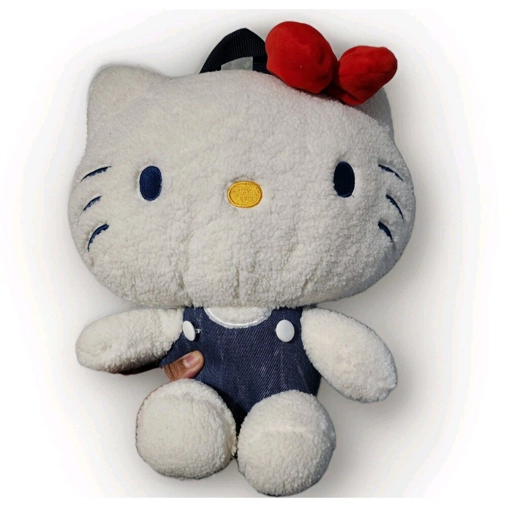 Hello Kitty Sherpa Figural Plush Backpack 14" White
